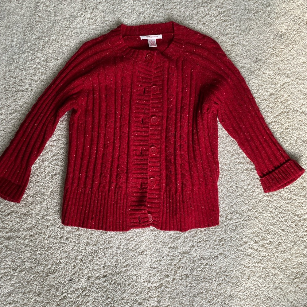 Nine West Red Women's Cardigan Sweater, size XL